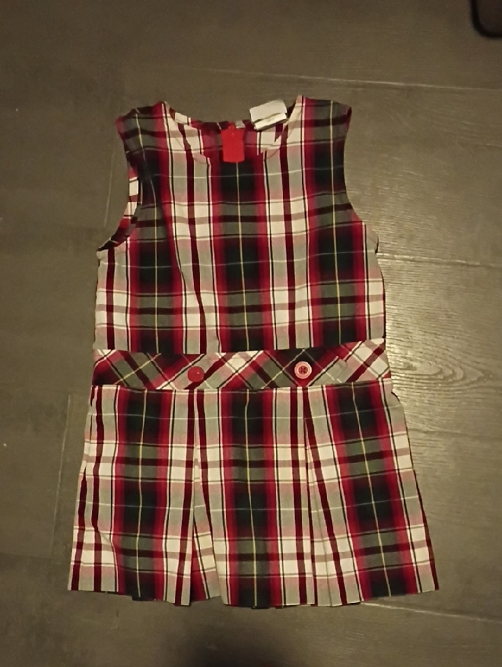 Red and Navy Plaid Sleeveless Dress
